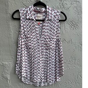 Conversations 5 of 52 Anthropologie Bicycle Sleeveless Buttons Collared Blouse